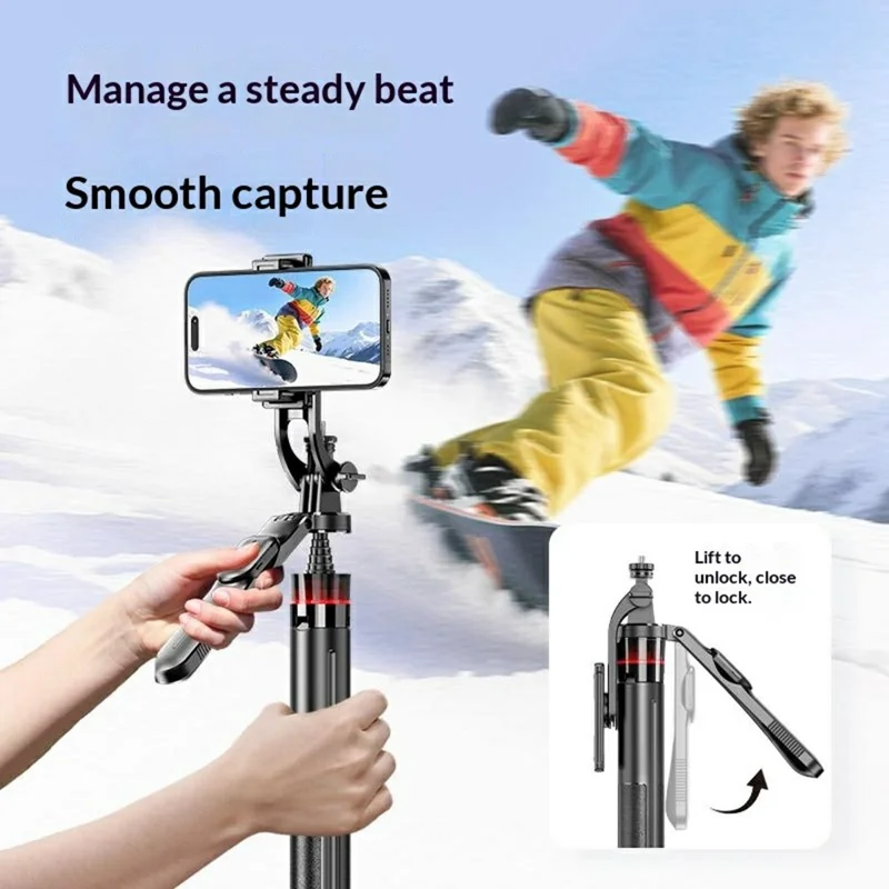 F06 One-Touch Deploy Selfie-Stick Stativ 1300 mm verlängerbares automatisches Stativ für Reisen, Vlogging – Schwarz