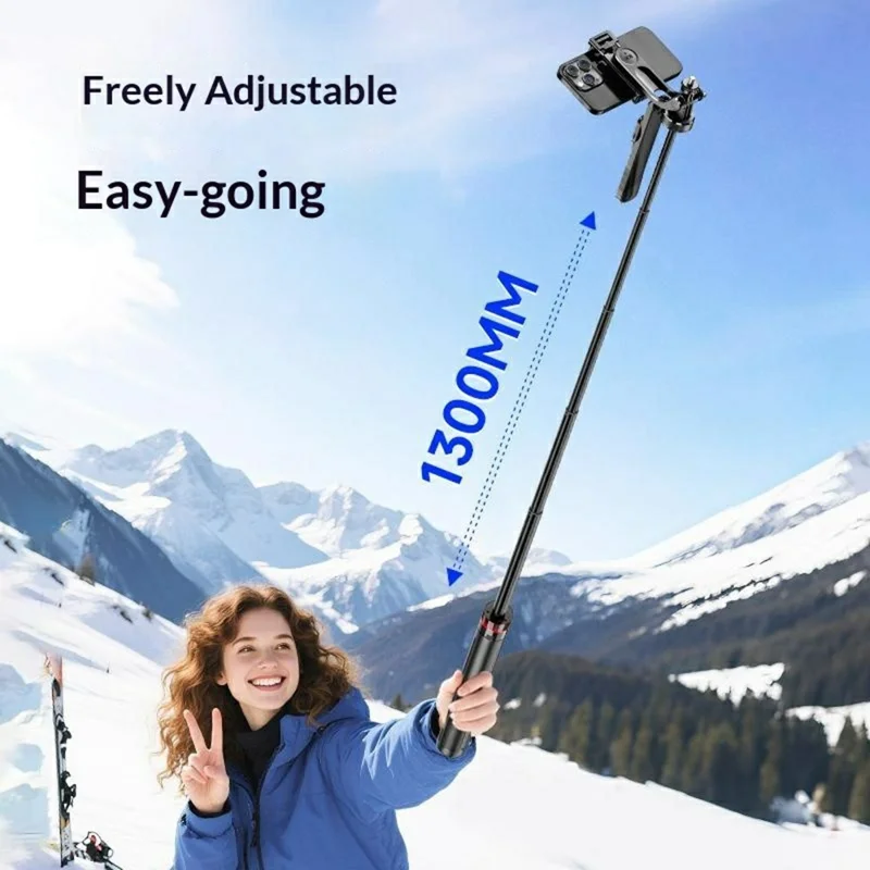 F06 One-Touch Deploy Selfie-Stick Stativ 1300 mm verlängerbares automatisches Stativ für Reisen, Vlogging – Schwarz