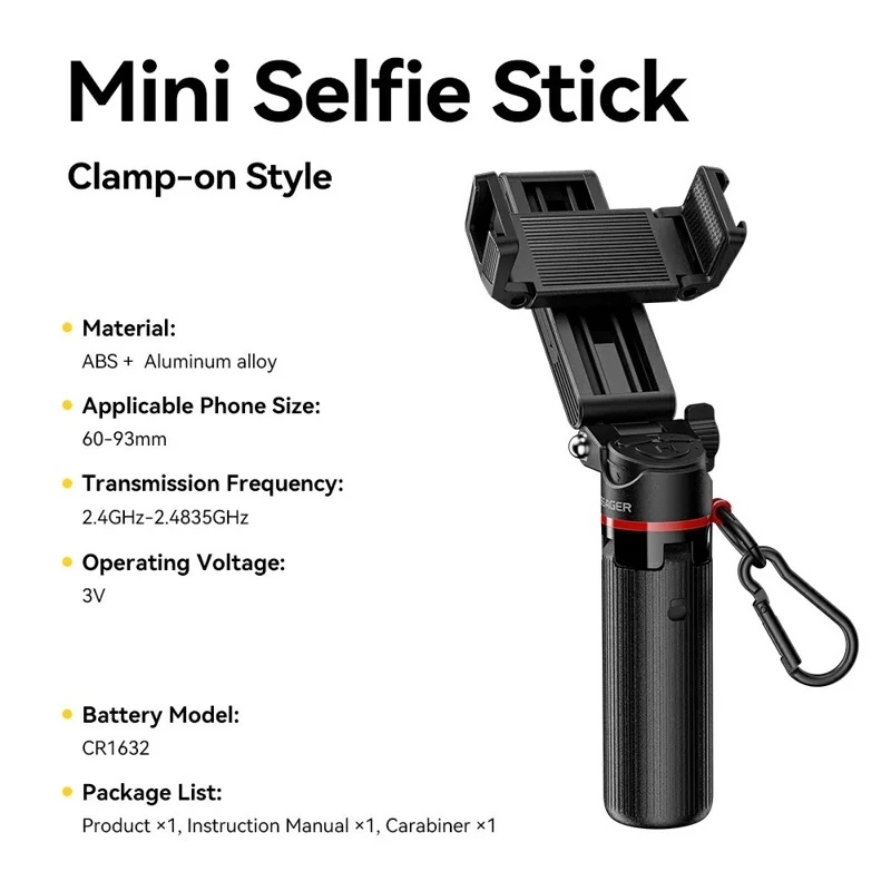 ESSAGER 4-in-1 Mini Selfie Stick Phone Clip Holder Bluetooth-compatible Remote Tripod Stand for Phone Photography