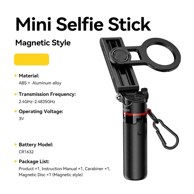 Mini trépied selfie ESSAGER 4 en 1 avec télécommande Bluetooth, support magnétique pour téléphone