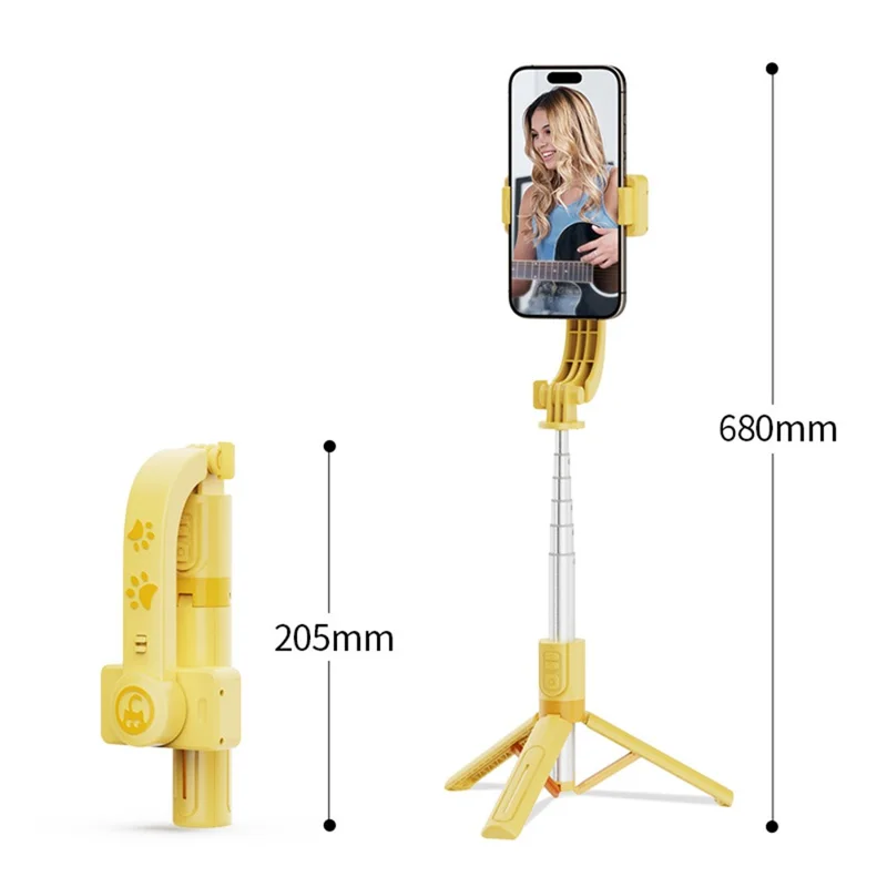 KT08 Phone Gimbal Stabilizer with Single Magnetic Fill Light Bluetooth-compatible Remote Control Anti-shake Tripod Selfie Stick