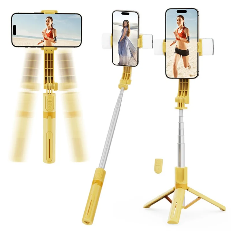 KT08 Phone Gimbal Stabilizer with 2Pcs Magnetic Fill Light Bluetooth-compatible Remote Control Anti-shake Tripod Selfie Stick