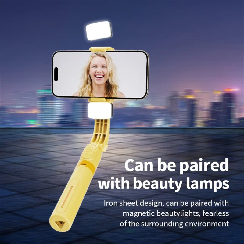 KT08 Phone Gimbal Stabilizer with 2Pcs Magnetic Fill Light Bluetooth-compatible Remote Control Anti-shake Tripod Selfie Stick