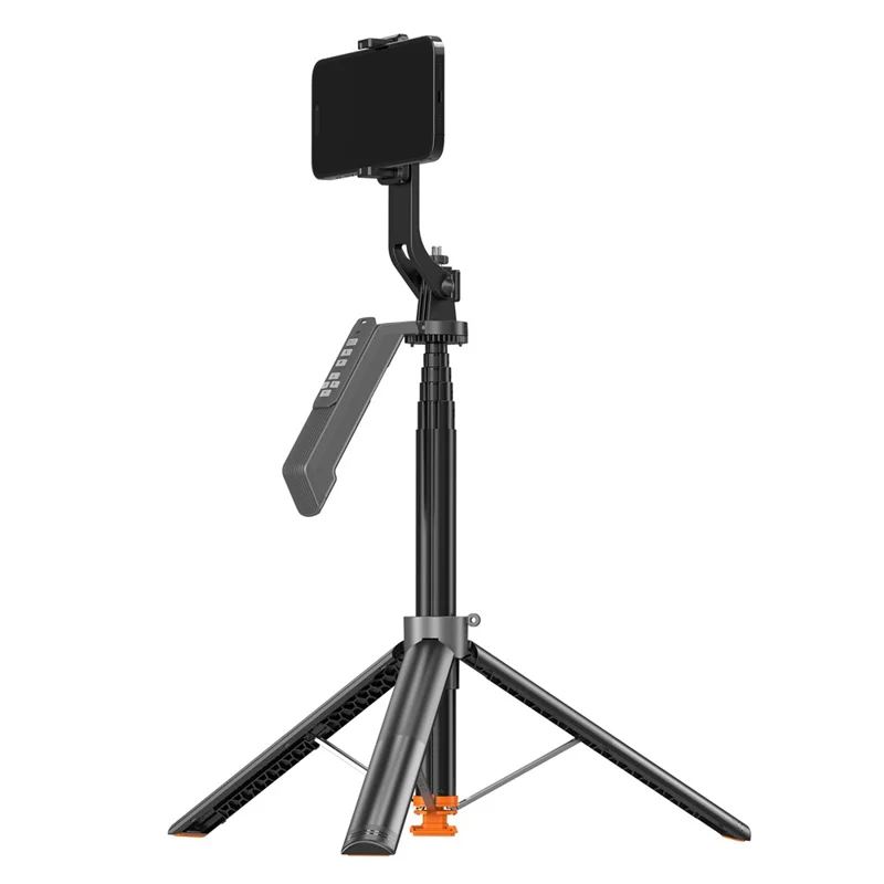 T02TK Selfie Stick Tripod with Single Removable Rotating Square Light 360 Degrees Rotation Remote Control Phone Tripod Stand