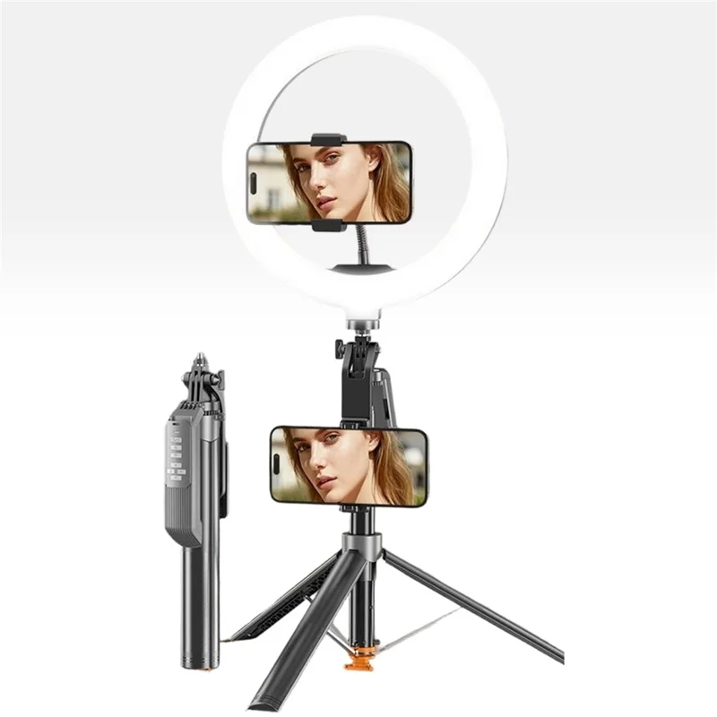 TO2TK Multi-Axis Tripod with Ring Light Bluetooth-compatible Selfie Stick Tripod 360 Degrees Rotatable Phone Tripod Stand