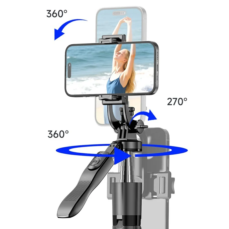 L15-TT 1.8m Auto Pop Open Tripod Selfie Stick Remote Control Bluetooth-compatible Stainless Steel Adjustable Stand for Photography - Black