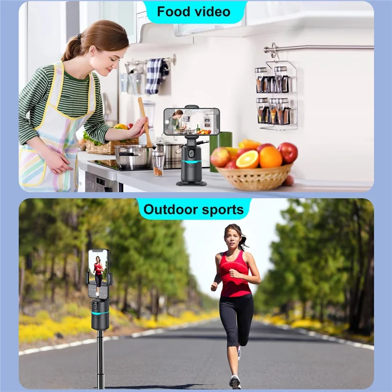 Q14 AI Smart Tracking Gimbal 360 Degree Automatic Face Following Phone Stabilizer with Remote - Black