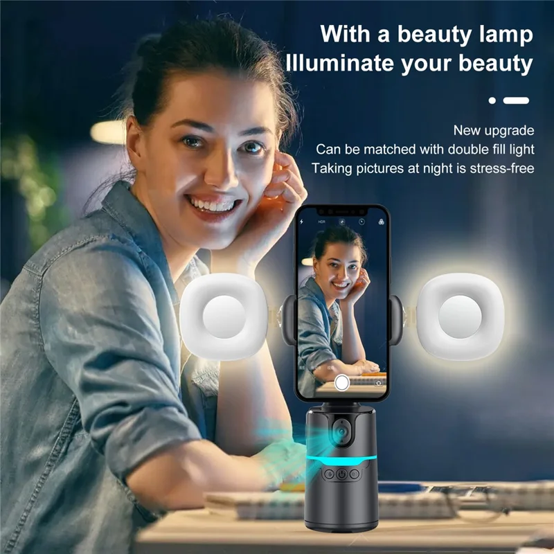 Q14 AI Smart Tracking Gimbal 360 Degree Automatic Face Following Phone Stabilizer with Remote - Black