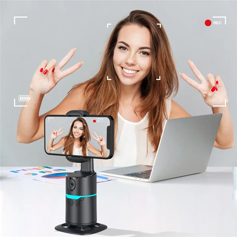 Q14 AI Smart Tracking Gimbal 360 Degree Automatic Face Following Phone Stabilizer with Remote - Black