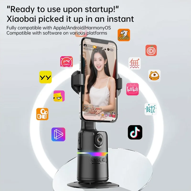 Q15 Phone Cooling Gimbal 360 Degree Auto Tracking Gimbal AI Face Follow Shooting Stabilizer for Live Streaming Vlog
