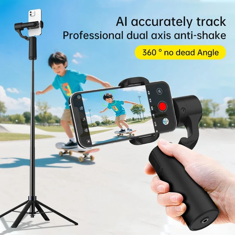 Q18 AI Smart Face Tracking Phone Stabilizer Gimbal Dual Axis Anti-Shake Selfie Stick with Tripod for Live Streaming
