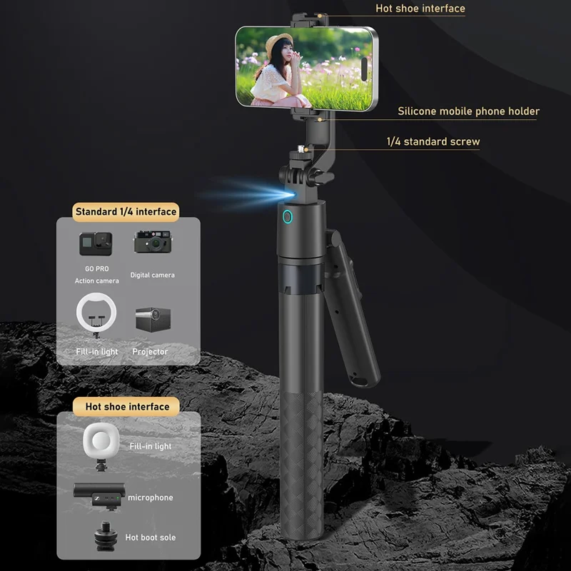 Q16 Smart AI Gimbal Selfie Stick Auto Tracking Face Follow 360 Degree Rotation Anti-shake Stabilizer
