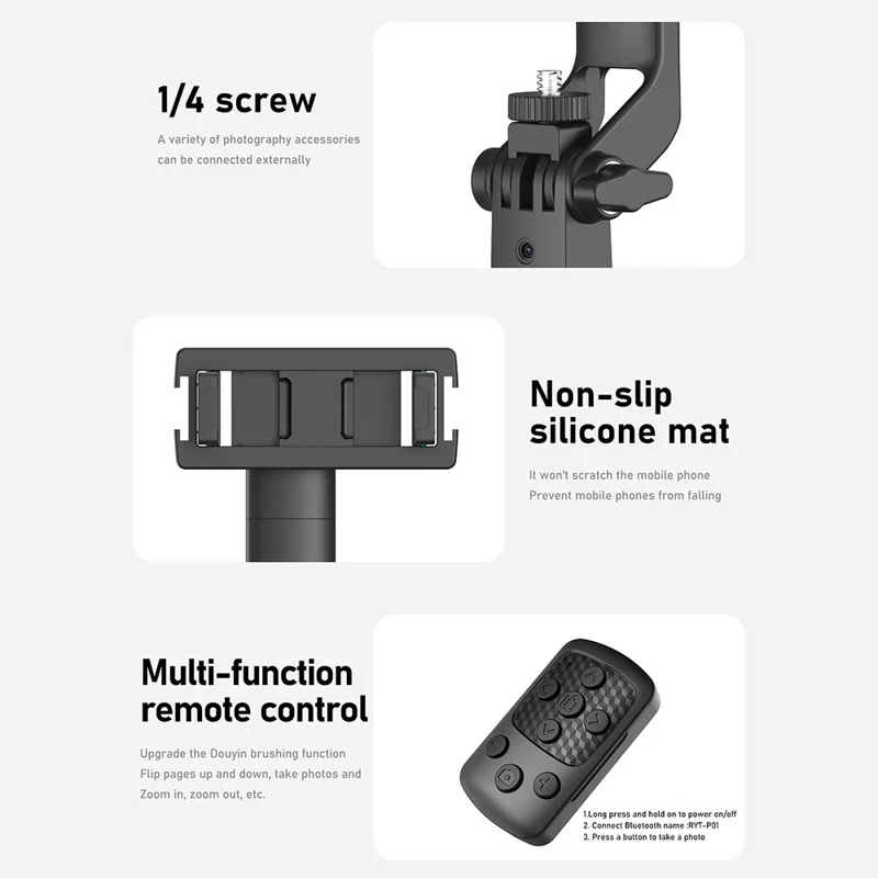 Q16 Smart AI Gimbal Selfie Stick Auto Tracking Face Follow 360 Degree Rotation Anti-shake Stabilizer