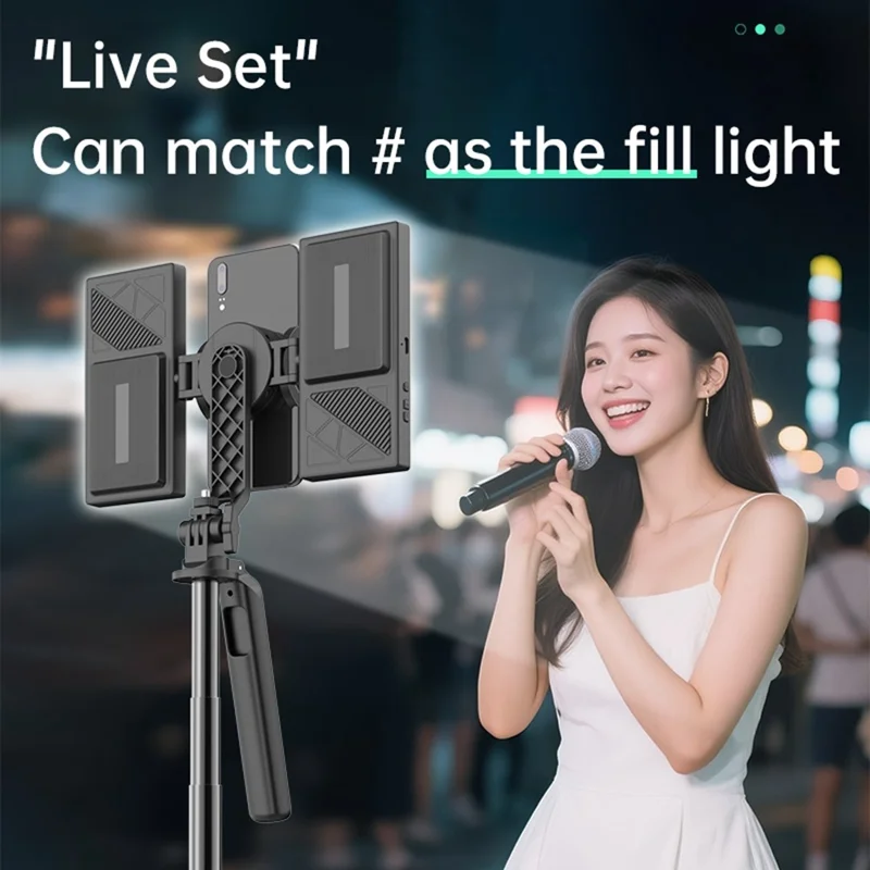 K06 Magnetic Selfie Stick with 2Pcs Fill Lights Bluetooth-compatible Tripod Stand Extendable Phone Holder for Photography