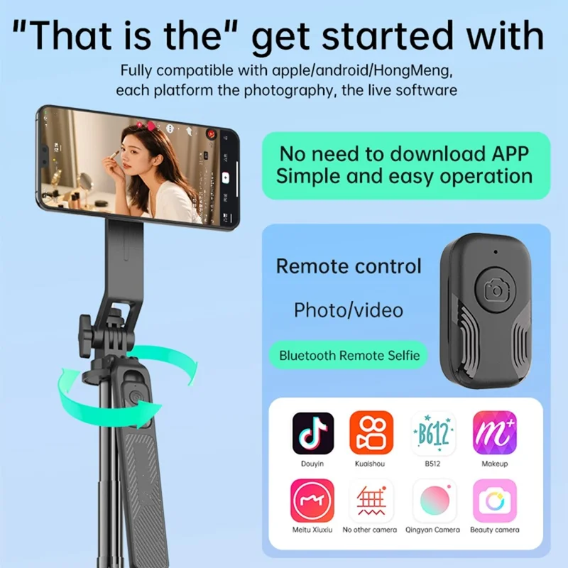 K06 Magnetic Selfie Stick with 2Pcs Fill Lights Bluetooth-compatible Tripod Stand Extendable Phone Holder for Photography