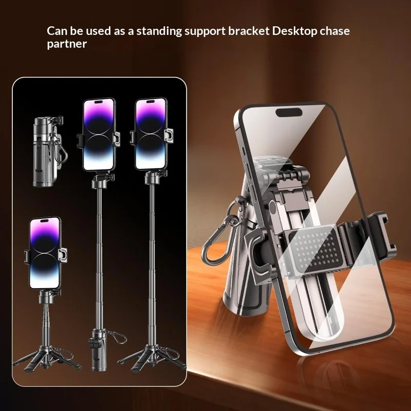 P25Y Mini Portable Selfie Stick Bluetooth-compatible Remote Tripod Stand Extendable Desktop Phone Holder - Black