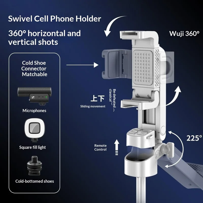 P25Y Mini Portable Selfie Stick Bluetooth-compatible Remote Tripod Stand Extendable Desktop Phone Holder - Black