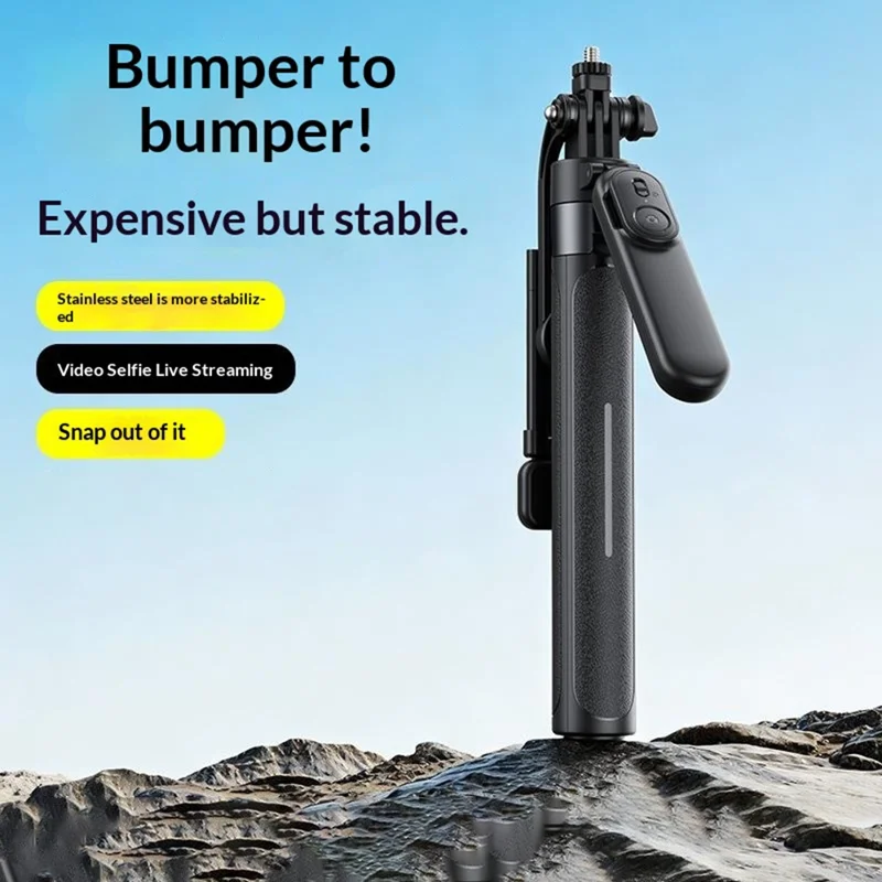 X2 Bluetooth-compatible Selfie Stick Tripod with Remote Control & Single Fill Light 1.3m Extendable 4-Axis Stabilization Phone Holder for Live Streaming - Black