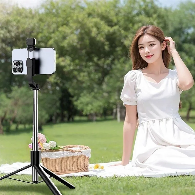 S6 Bluetooth-compatible Selfie Stick 3-Axis Stabilization 1.7m Extendable Tripod Phone Holder with Remote Control for Photography Live Streaming - Black