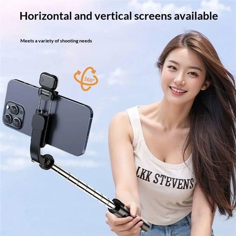 S6 Bluetooth-compatible Selfie Stick 3-Axis Stabilization 1.7m Extendable Tripod Phone Holder with Remote Control for Photography Live Streaming - Black