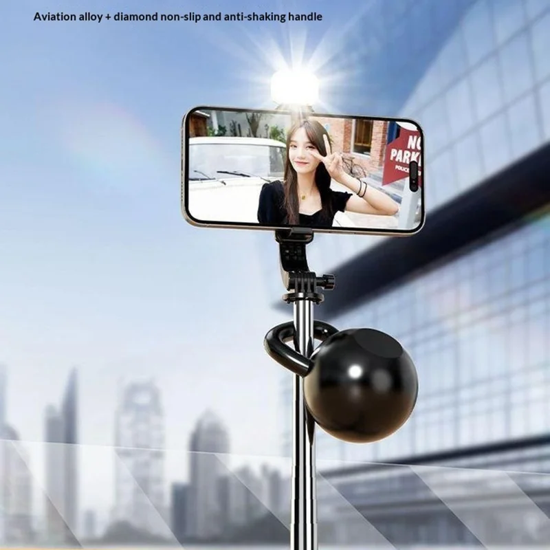 S6 Bluetooth-compatible Selfie Stick 3-Axis Stabilization 1.7m Extendable Tripod Phone Holder with Remote Control for Photography Live Streaming - Black