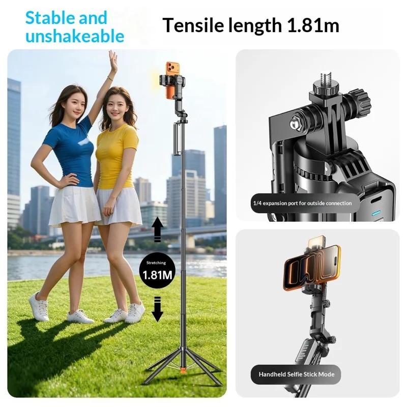 Q54 AI Gimbal Selfie Stick with Face Tracking Magnetic RGB Fill Light Extendable Phone Tripod Stand for Live Streaming
