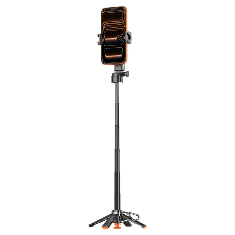 T13Y-C Magnetic Phone Holder Auto Pop-Up Tripod Extendable Selfie Stick with Bluetooth-compatible Remote for Photography - Black