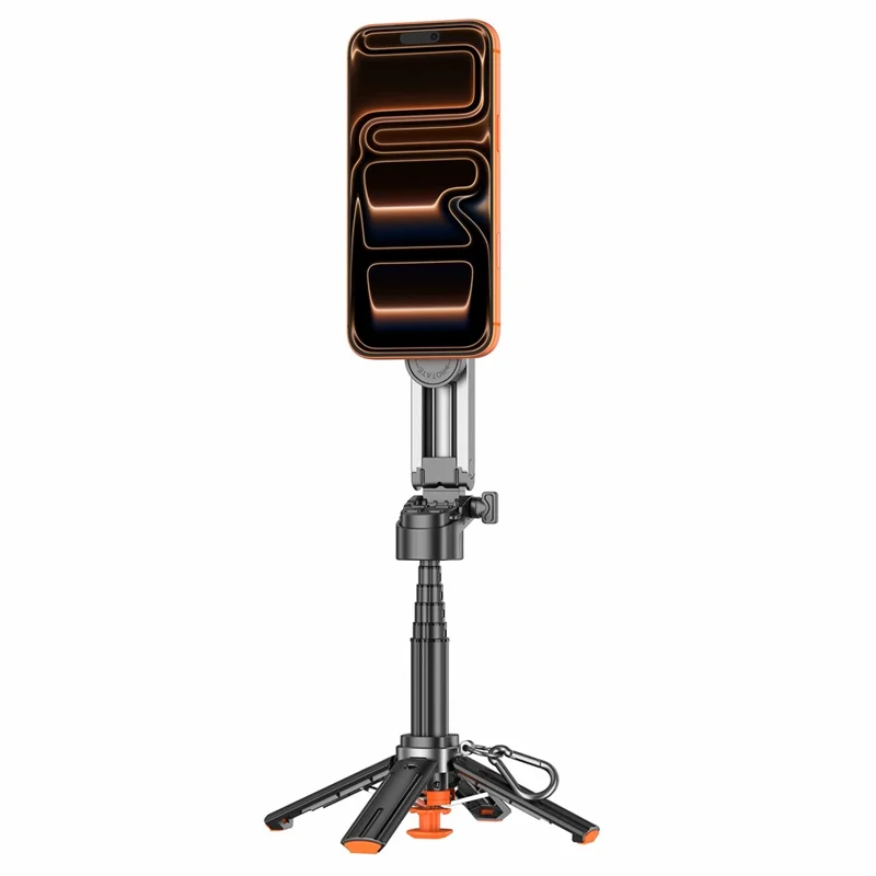 T13Y-C Magnetic Phone Holder Auto Pop-Up Tripod Extendable Selfie Stick with Bluetooth-compatible Remote for Photography - Black