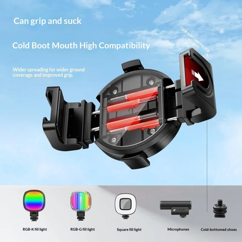 T13Y-C Magnetic Phone Holder Auto Pop-Up Tripod Extendable Selfie Stick with Bluetooth-compatible Remote for Photography - Black