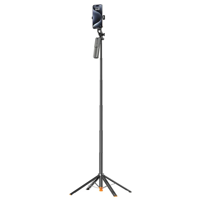 T05TK Bluetooth-compatible Tripod Selfie Stick Auto-Open Gimbal Stabilizer Remote Control Phone Stand for Photography - Black