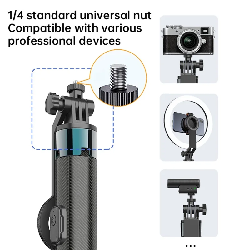 K14 Bluetooth-compatible Selfie Stick Tripod 1.7m Extendable Remote Control Compatible with MagSafe Magnetic Phone Stand for Live Streaming - Black