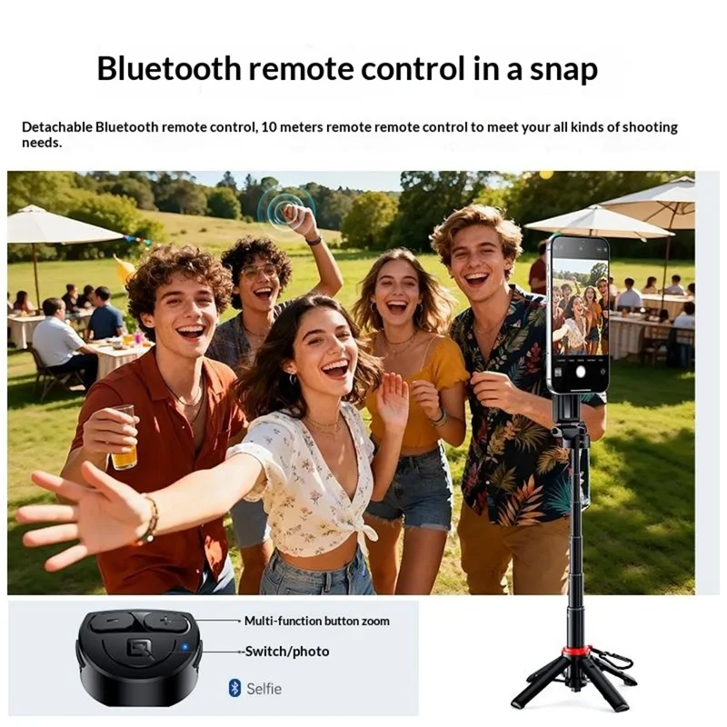 YESIDO SF35 Handheld Magnetic Selfie Stick Bluetooth-compatible Remote Control Telescopic Tripod Stand - Black