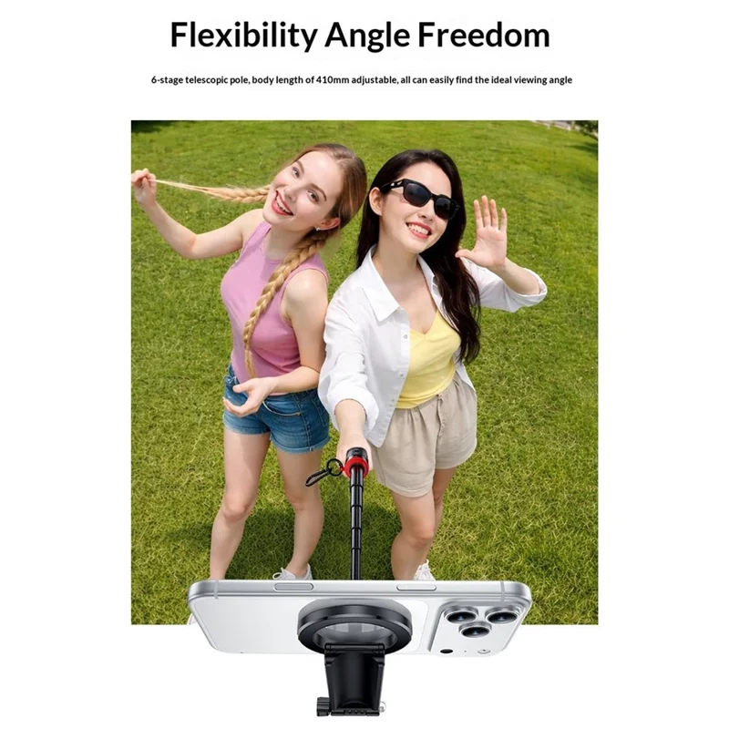 YESIDO SF35 Handheld Magnetic Selfie Stick Bluetooth-compatible Remote Control Telescopic Tripod Stand - Black