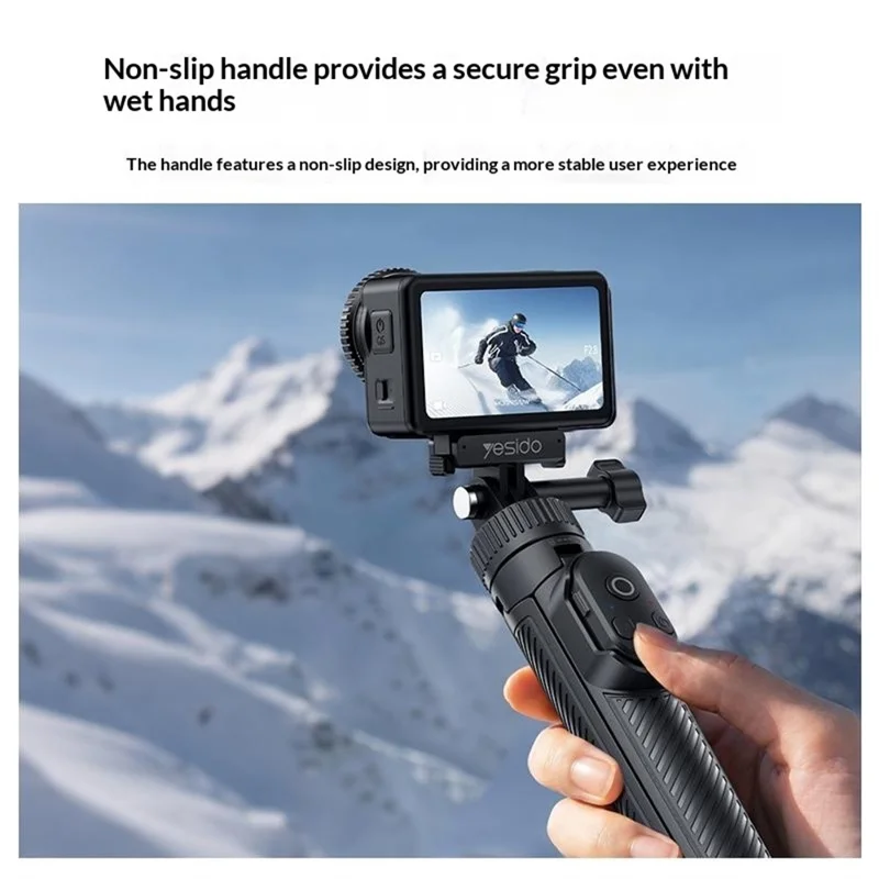 YESIDO SF37 Magnetic Selfie Stick for DJI Osmo Action 6 / 5 Pro / 4 / Osmo 360 Bluetooth-compatible Remote Control Telescopic Tripod - Black