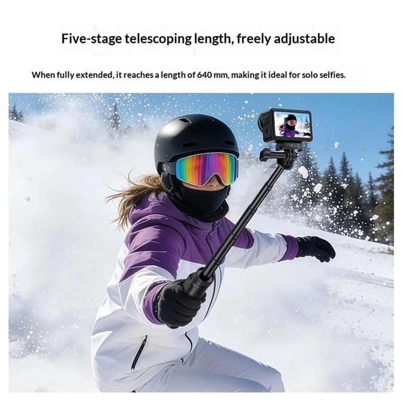 YESIDO SF37 Magnetic Selfie Stick for DJI Osmo Action 6 / 5 Pro / 4 / Osmo 360 Bluetooth-compatible Remote Control Telescopic Tripod - Black