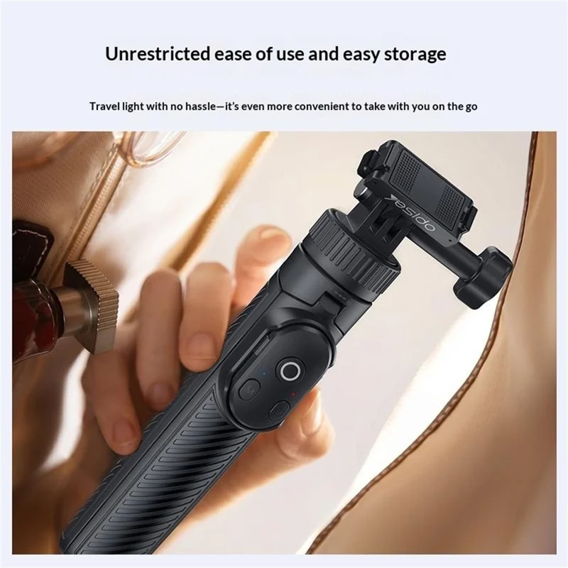 YESIDO SF37 Magnetic Selfie Stick for DJI Osmo Action 6 / 5 Pro / 4 / Osmo 360 Bluetooth-compatible Remote Control Telescopic Tripod - Black