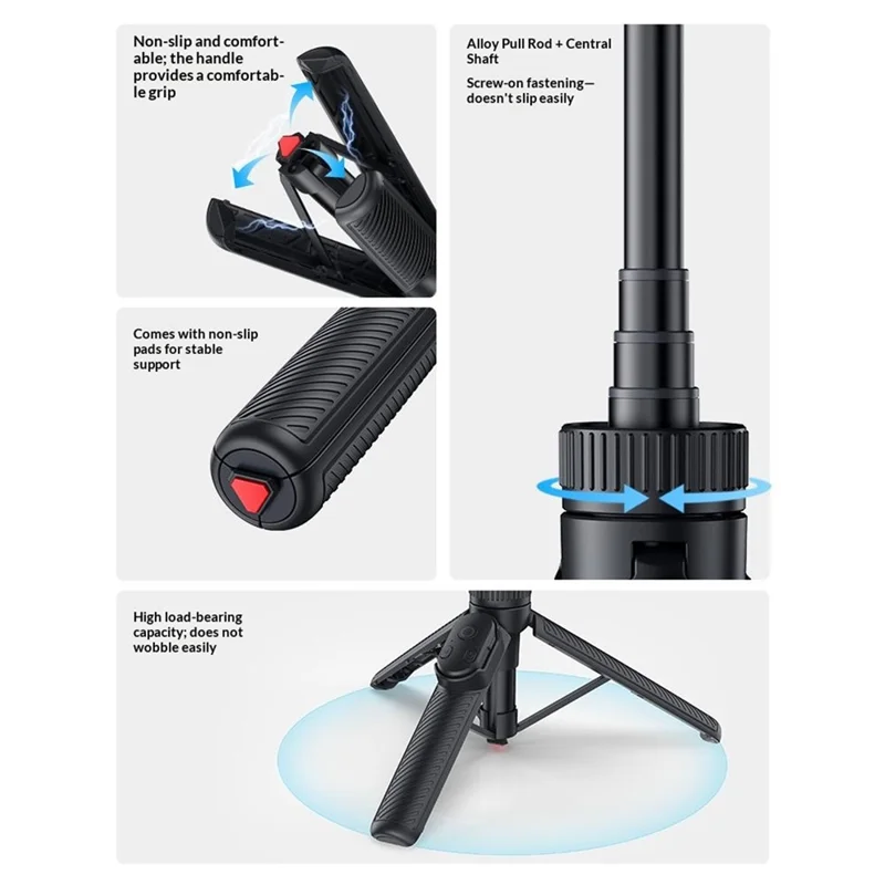 YESIDO SF38 Magnetic Quick-Release Selfie Stick for Insta360 X5 / X4 / X3 / Ace Pro 2 / Ace Pro Remote Control Telescoping Tripod - Black