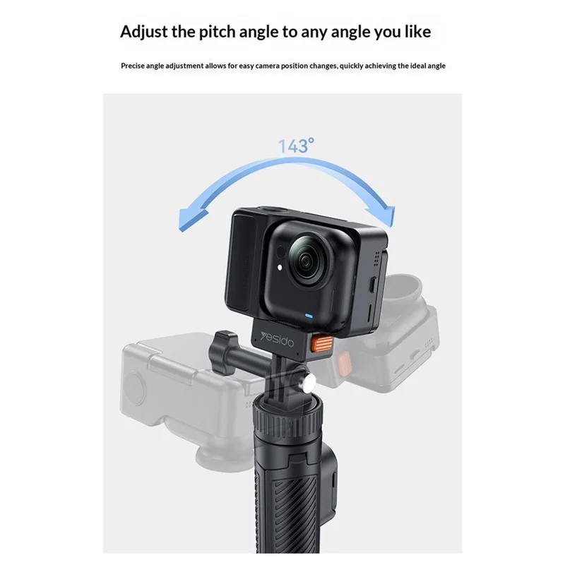 YESIDO SF38 Magnetic Quick-Release Selfie Stick for Insta360 X5 / X4 / X3 / Ace Pro 2 / Ace Pro Remote Control Telescoping Tripod - Black