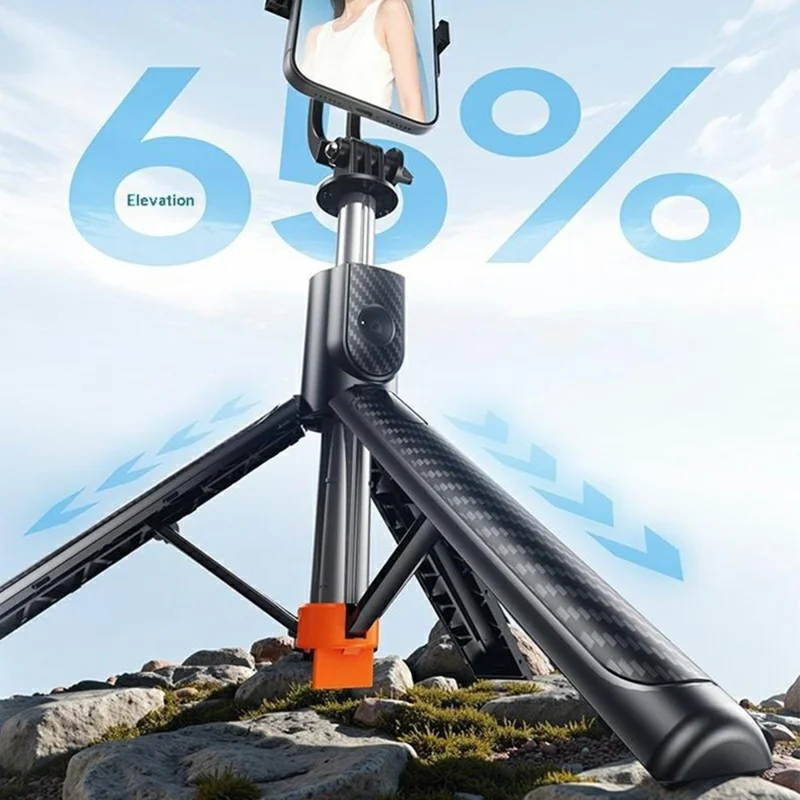 X1 96 cm udtrækkelig selfiespæt med Bluetooth og et-knap udfoldningsstativ til rejser - Sort