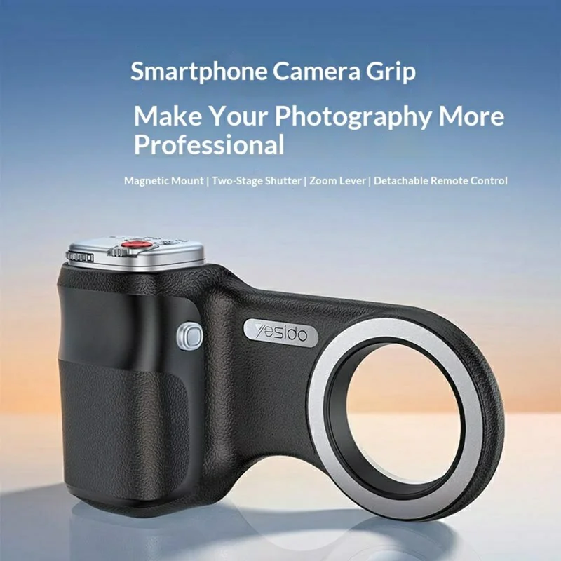 YESIDO SF39 Magnetic Phone Camera Grip with Bluetooth-compatible Remote Shutter for Photography - Black