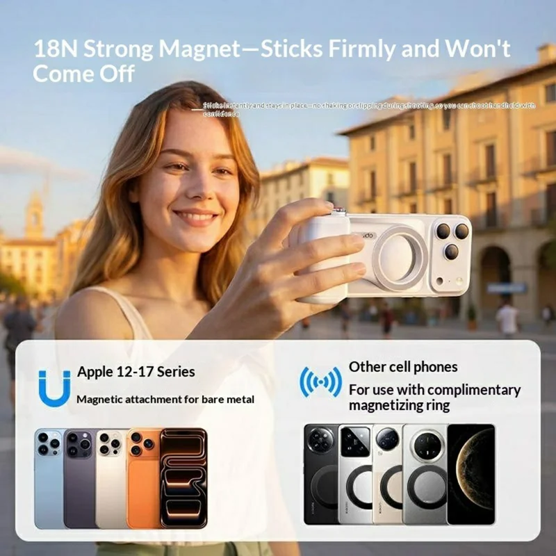 YESIDO SF39 Magnetic Phone Camera Grip with Bluetooth-compatible Remote Shutter for Photography - Black