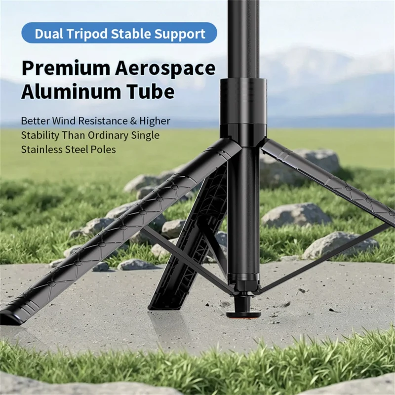 K51 185cm Auto-Open Tripod with Single Phone Holder + A1 Fill Light Bluetooth-compatible Selfie Stick for Live Streaming - Black