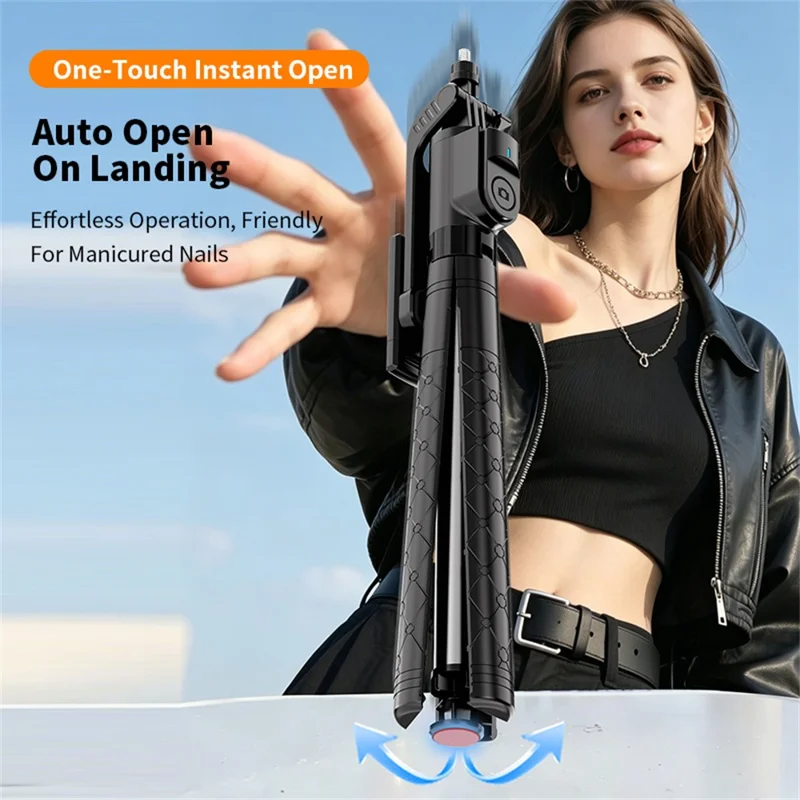 K52 2.08m Extendable Selfie Stick Tripod with Bluetooth-compatible Remote for Outdoor Travel - Black