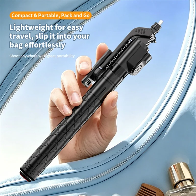 K52 Tripé Extensível de 2,08 m com Luz de Preenchimento Quadrada 2Pcs e Controlo Remoto Bluetooth e Compatível - Preto