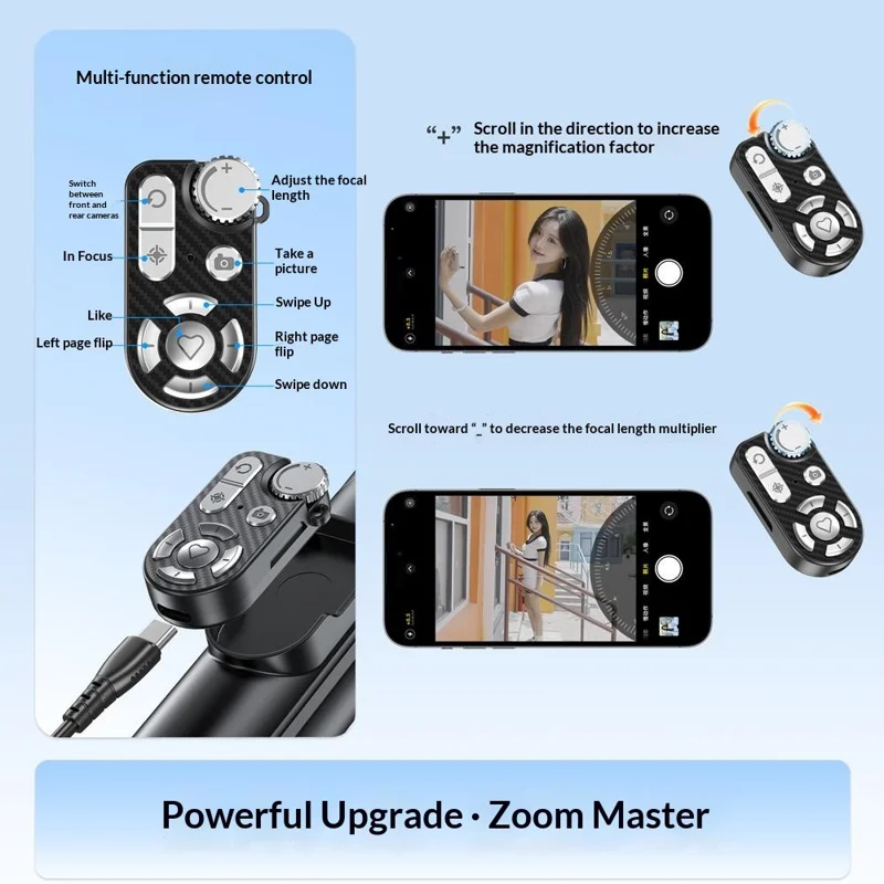 P28D 1.9m Selfie Stick Extensible con Trípode de Apertura Automática, Luz de Relleno RGB y Control Remoto Bluetooth para Transmisión en Vivo - Negro