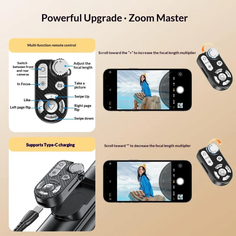 P28MF 1.93m Extendable Auto-Open Tripod Selfie Stick with Magnetic Phone Mount for Live Streaming Photography - Black