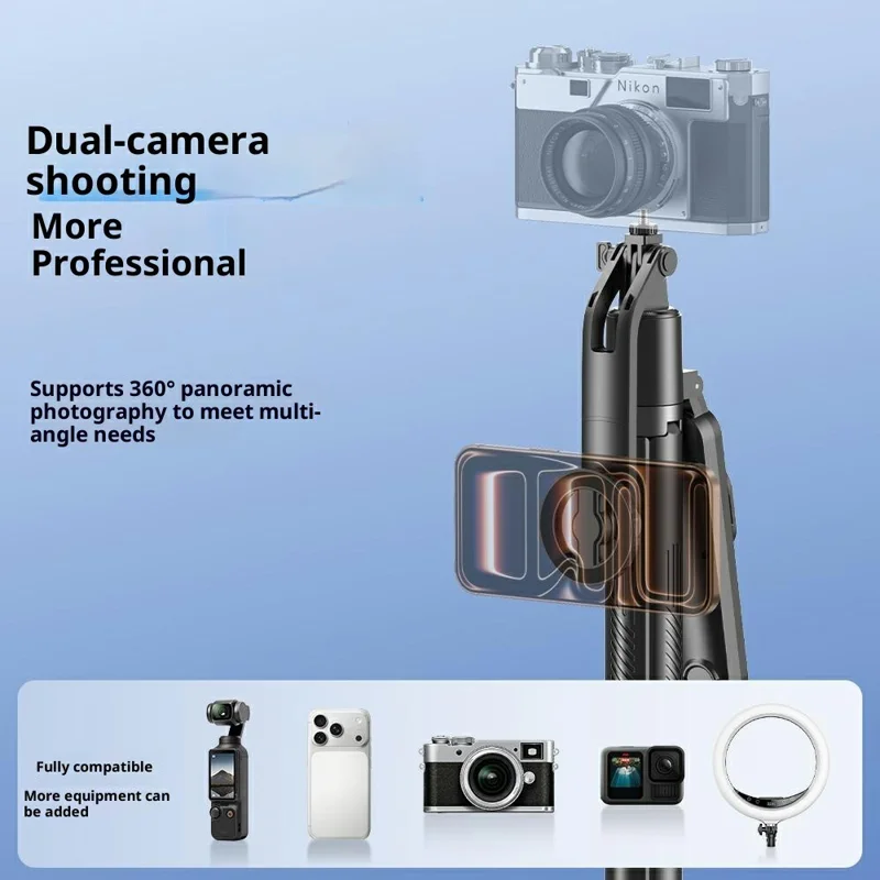 Q625MF 1.82m Extendable Selfie Stick AI Smart Tracking Auto Open Tripod for Smartphone Live Streaming