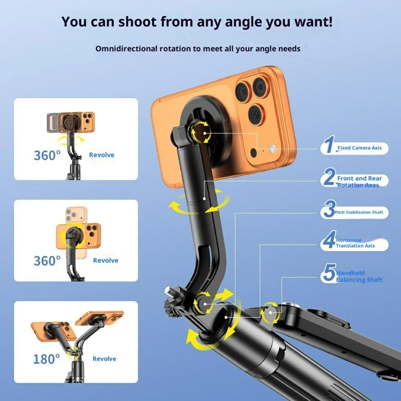 Q625MF 1.82m Extendable Selfie Stick AI Smart Tracking Auto Open Tripod for Smartphone Live Streaming