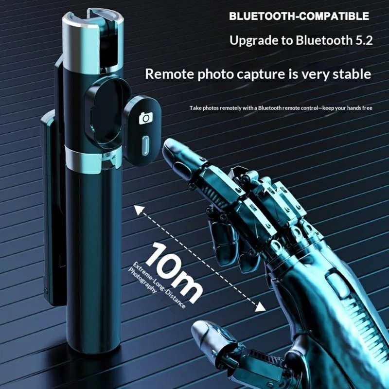 P60 Plus 110cm Extendable Selfie Stick Tripod with Dual Fill Light Bluetooth-compatible 5.2 Remote for Live Streaming Photography - Black