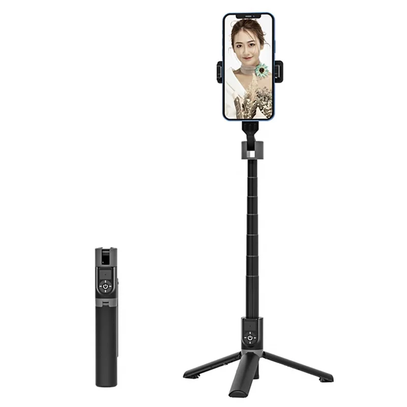 P70 Plus Trépied selfie extensible de 100 cm avec télécommande Bluetooth pour diffusion en direct - Noir